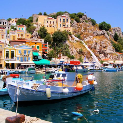 Widok na port w Symi - Symi (Rodos, Grecja)